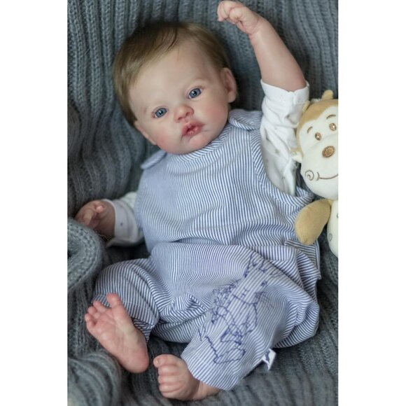 🆕18 inch Soft Vinyl Body Newborn Baby Doll Meadow Boy with Blue Eyes Baby - Picture 5 of 7